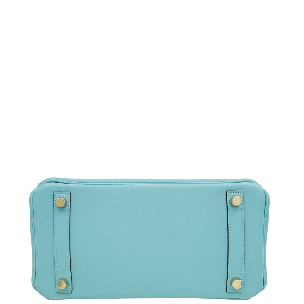 Hermes Bleu Atoll Retourne Birkin 25 Bag W/ Twillies