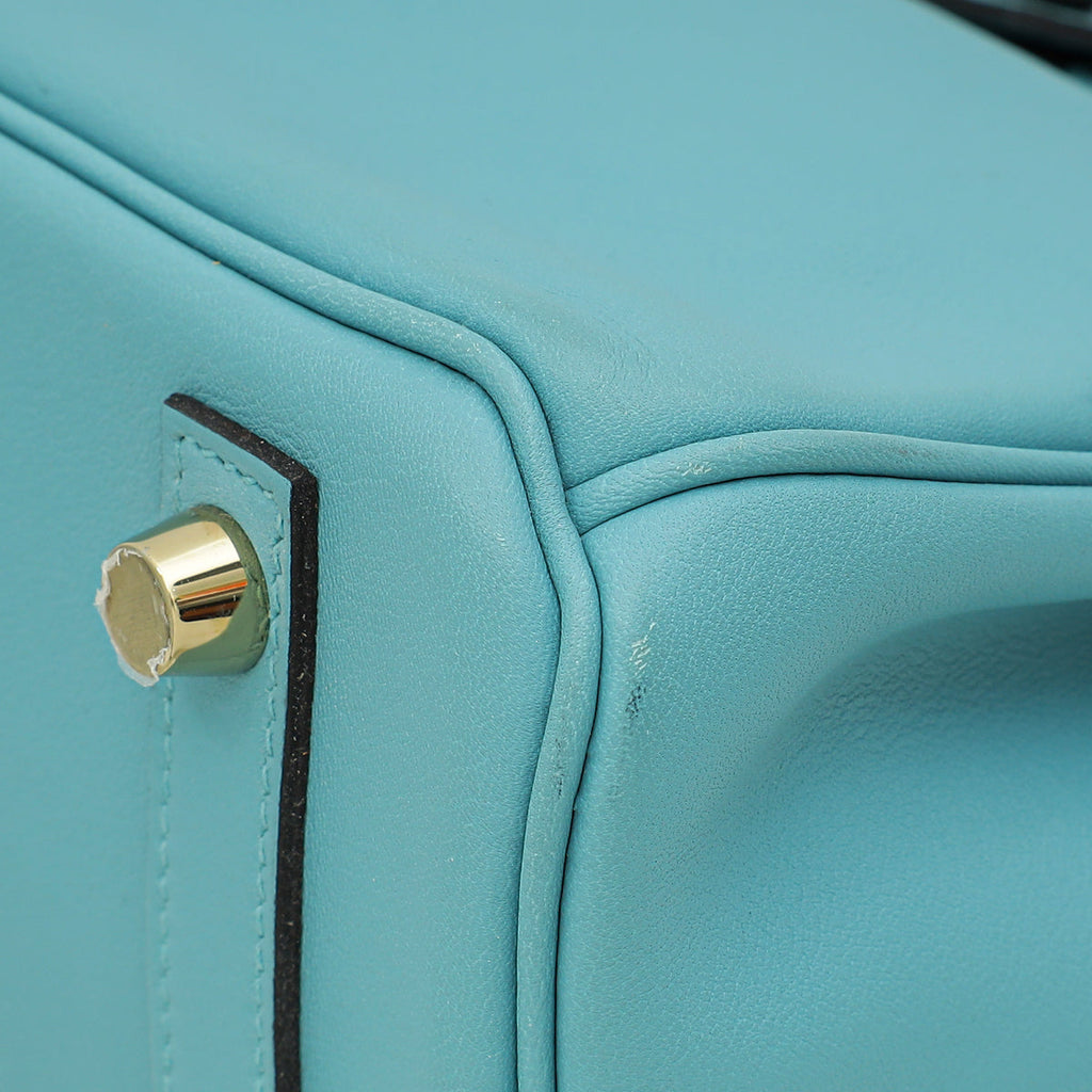 Hermes Bleu Atoll Retourne Birkin 25 Bag W/ Twillies