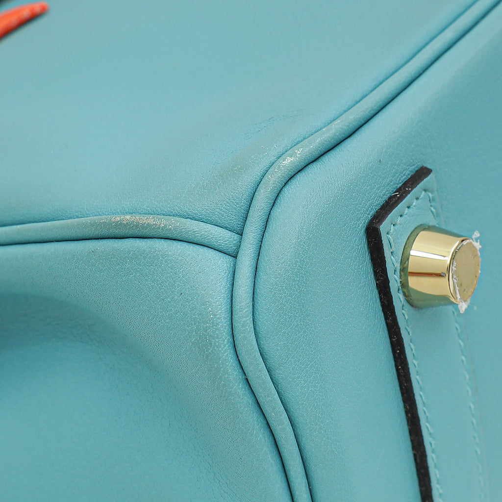 Hermes Bleu Atoll Retourne Birkin 25 Bag W/ Twillies