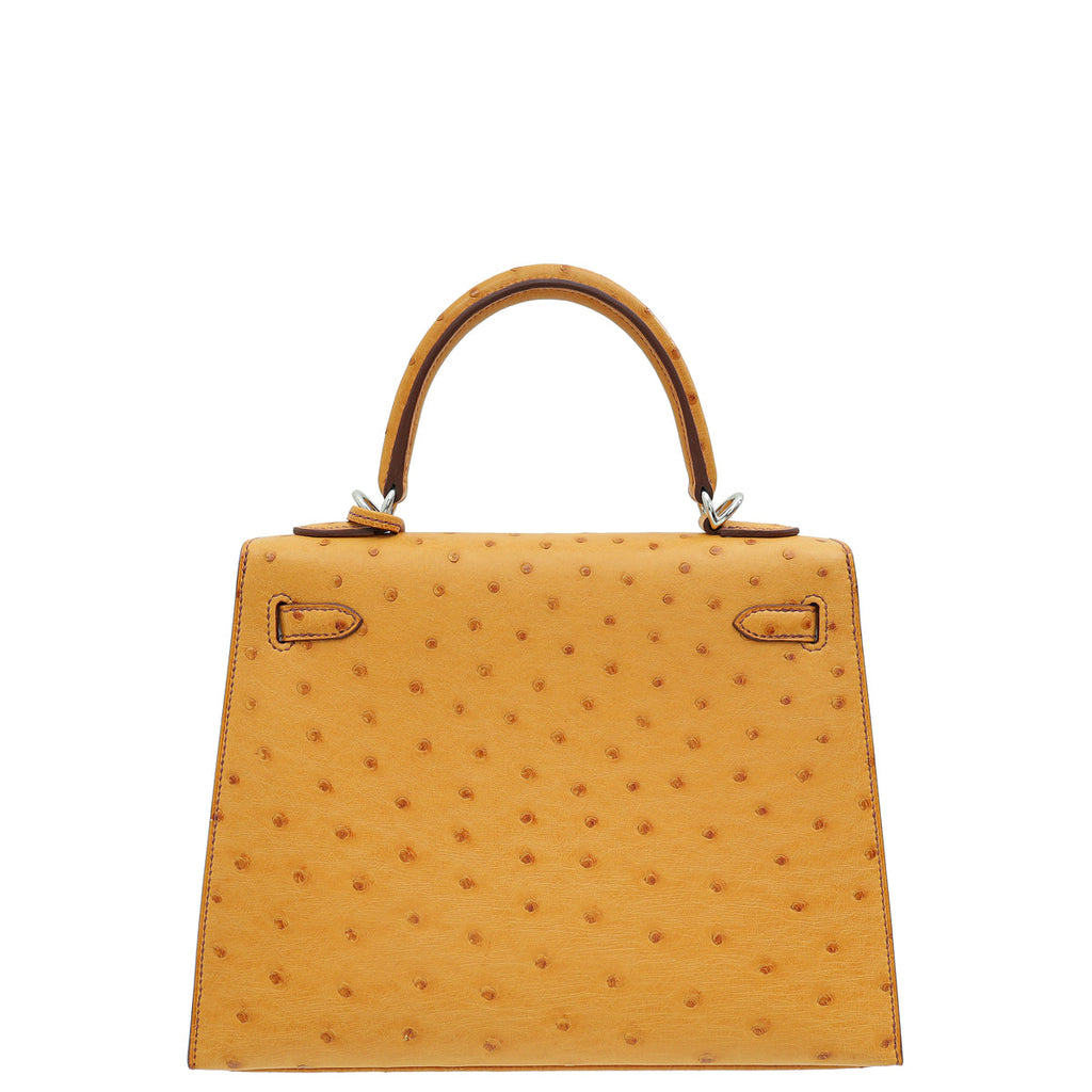 Hermes Gold Ostrich Sellier Kelly 25 Bag