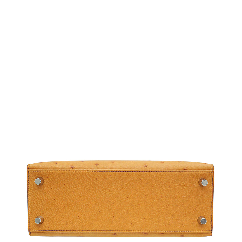 Hermes Gold Ostrich Sellier Kelly 25 Bag