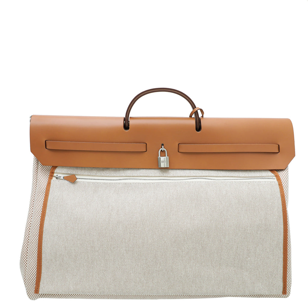 Hermes Natural Herbag Zip 50 Retourne Cabine Bag