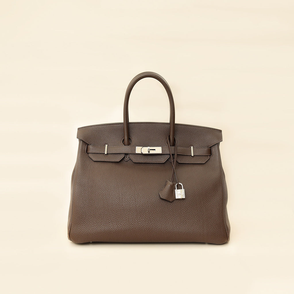 Hermes Chocolate Retourne Birkin 35 Bag