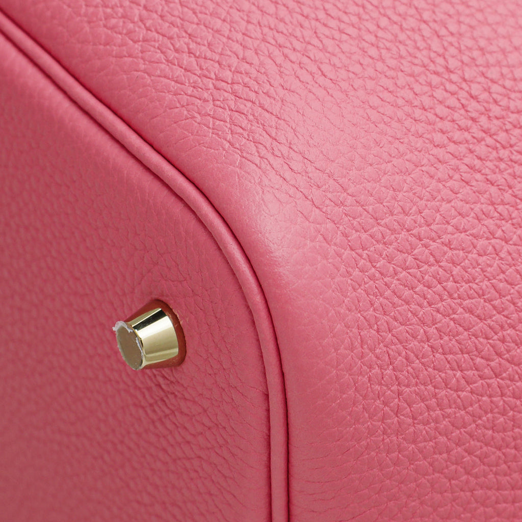 Hermes Rose Azalee Picotin 22 Crocodile Handle Bag