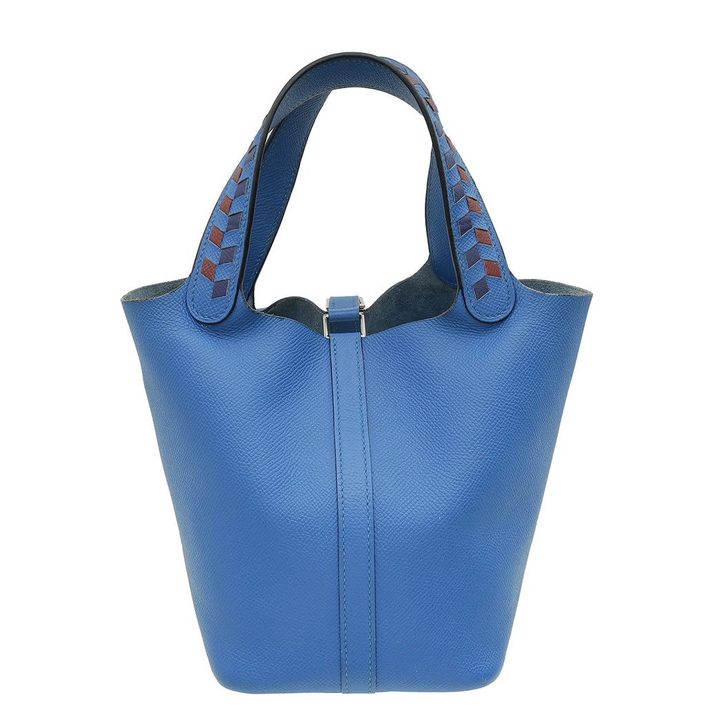 Hermes Tricolor Picotin Lock 18 Tressage De Cuir Bag