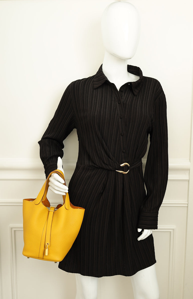 Hermes Jaune Ambre Picotin Lock 18 Bag