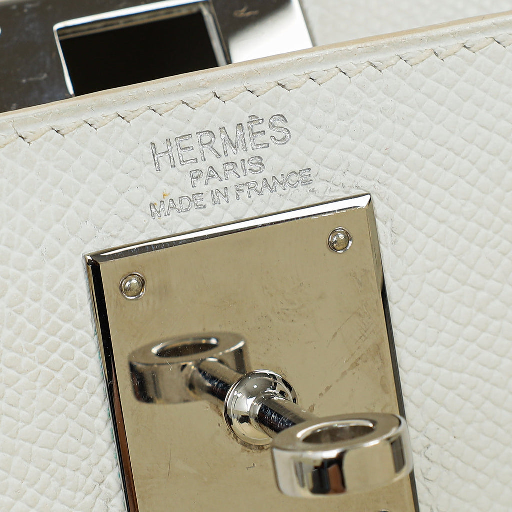 Hermes Blanc Sellier Kelly 28 Bag w/ Twilly