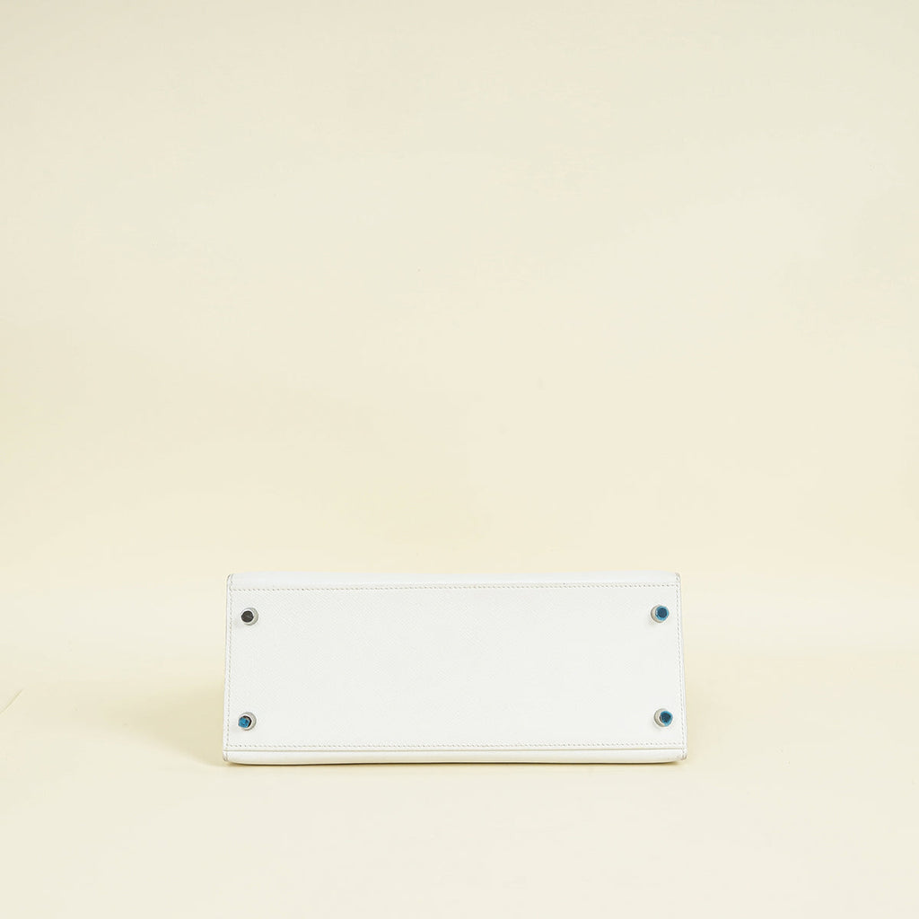 Hermes Blanc Sellier Kelly 28 Bag w/ Twilly