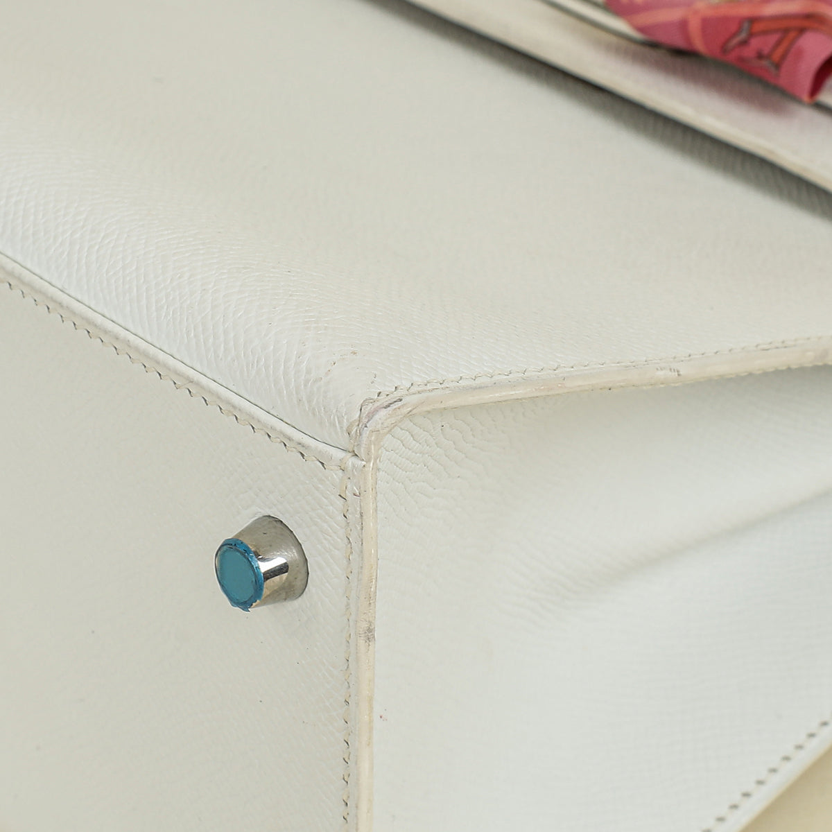 Hermes Blanc Sellier Kelly 28 Bag w/ Twilly
