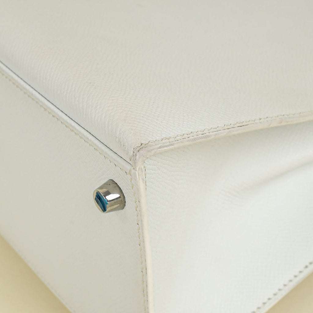 Hermes Blanc Sellier Kelly 28 Bag w/ Twilly