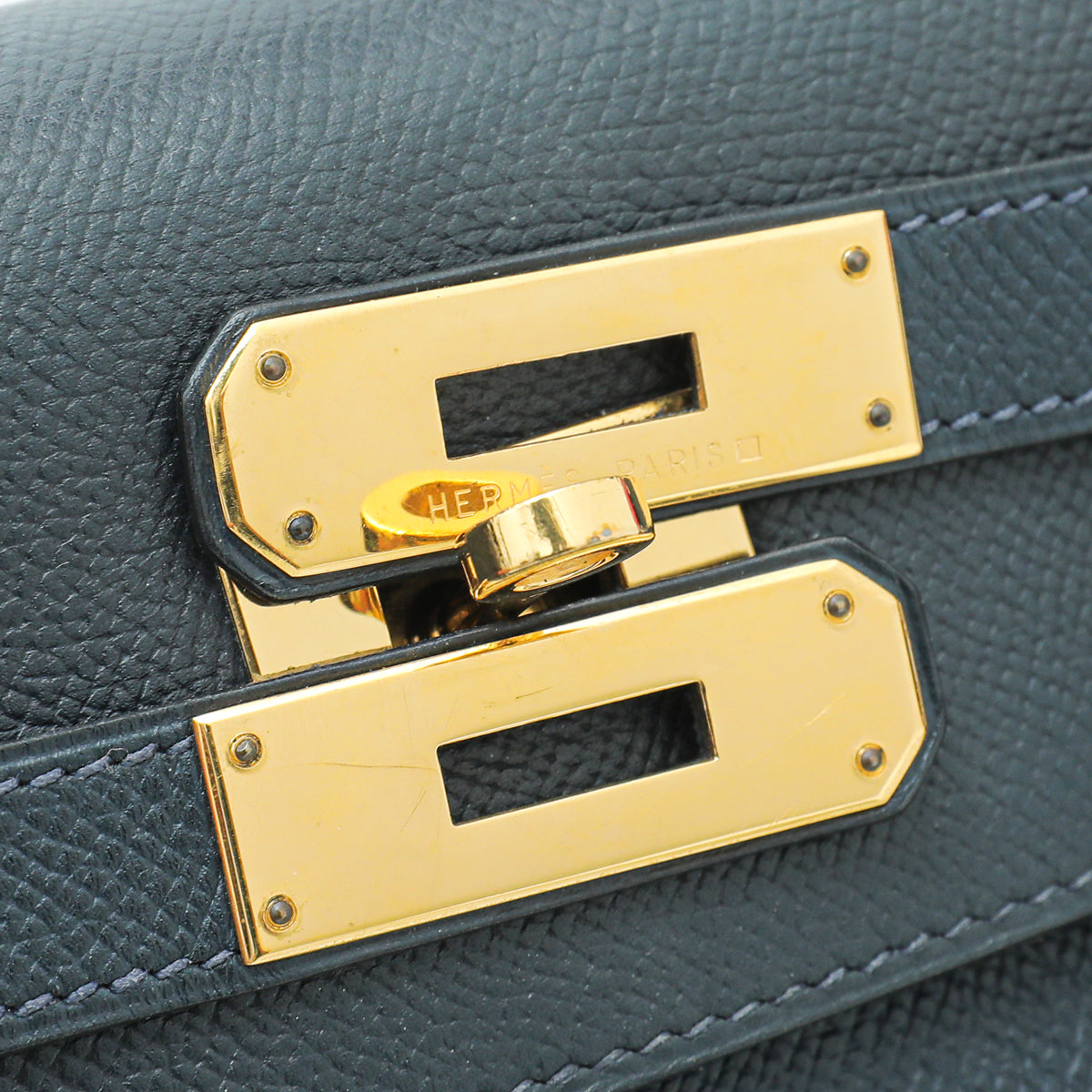 Hermes Indigo Kelly 32 Bag W/ Twilly
