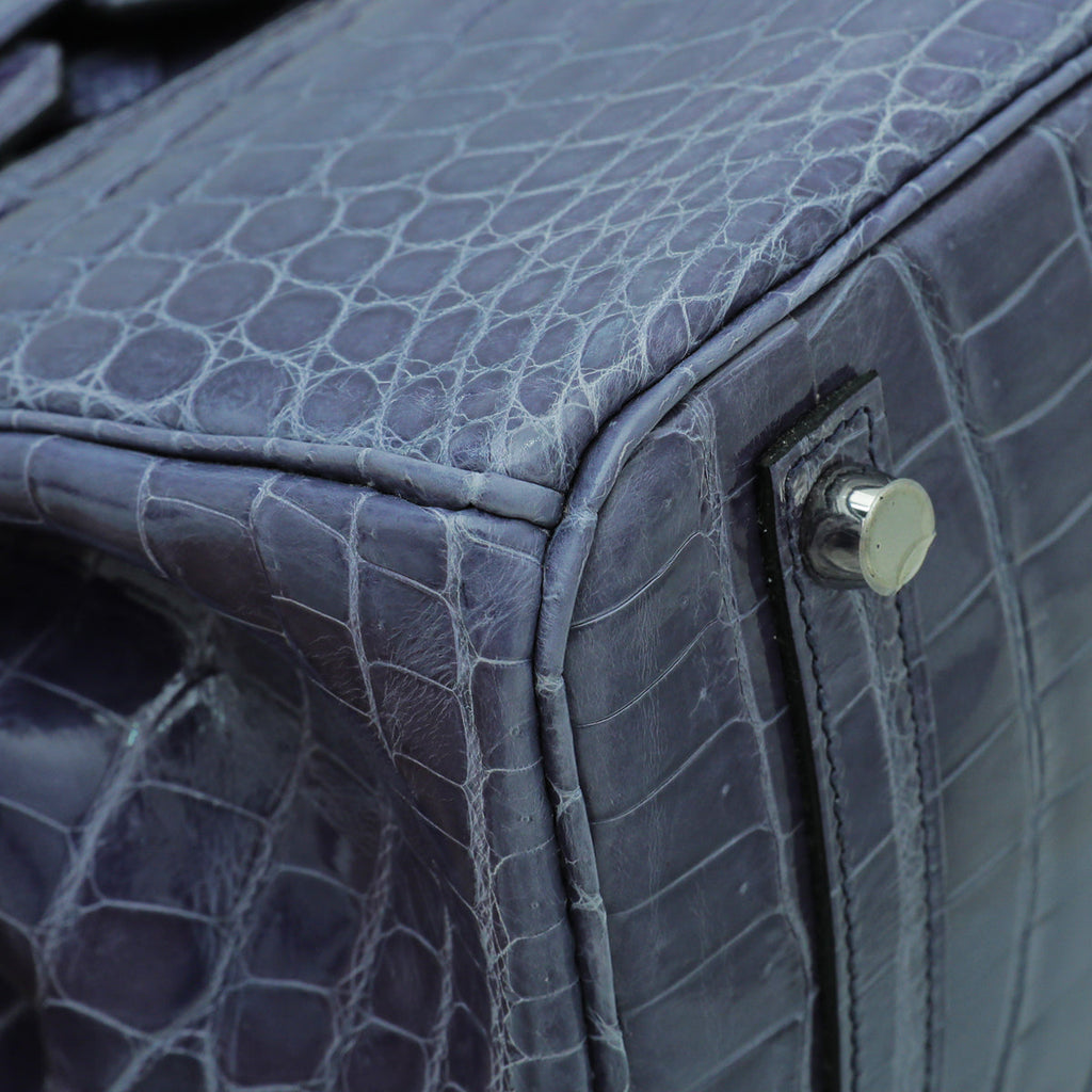 Hermes Bleu Brighton Shiny Niloticus Crocodile Birkin 30 Bag