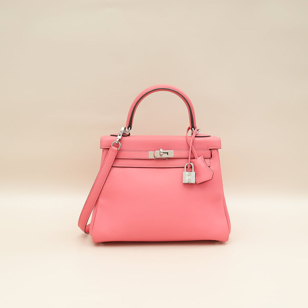Hermes Rose Azalee Kelly 25 Retourne Bag