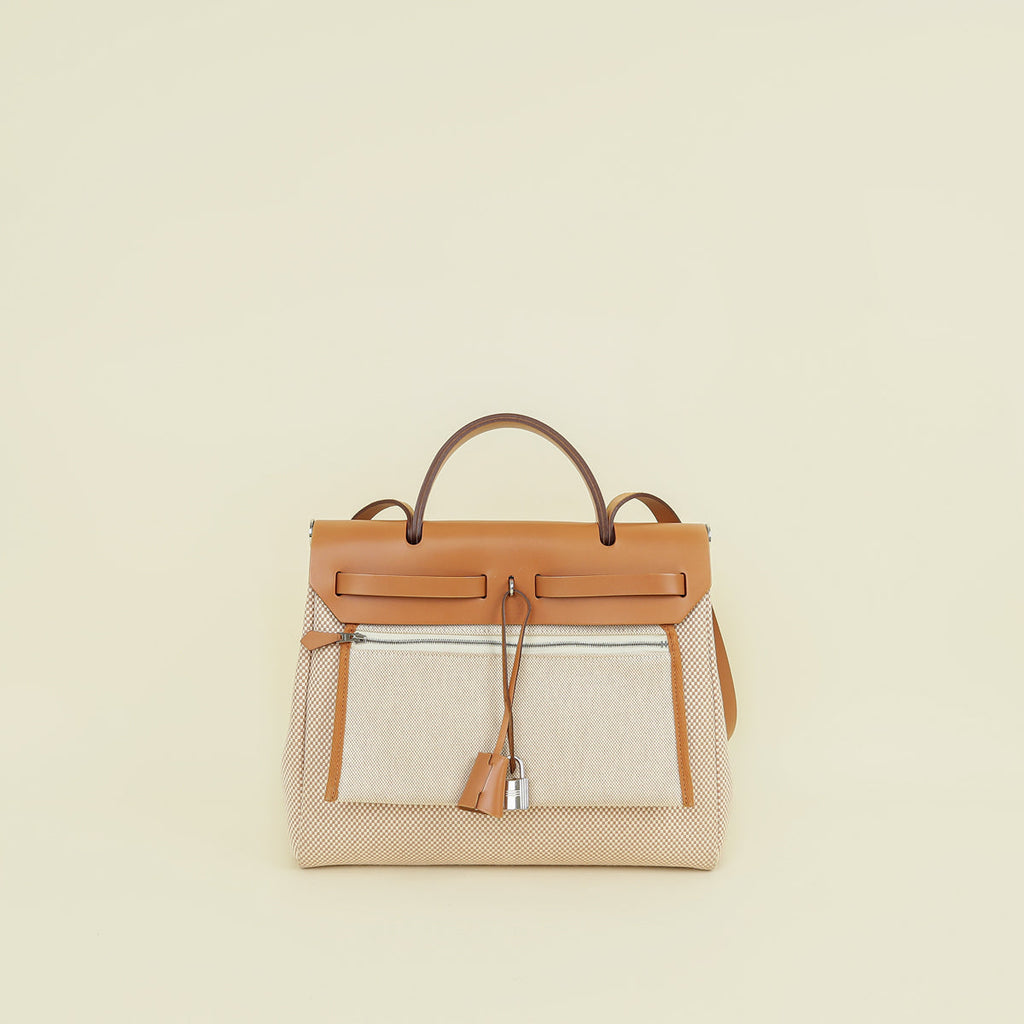 Hermes Bicolor Herbag Vache Hunter Criss Viking 31 PM Bag