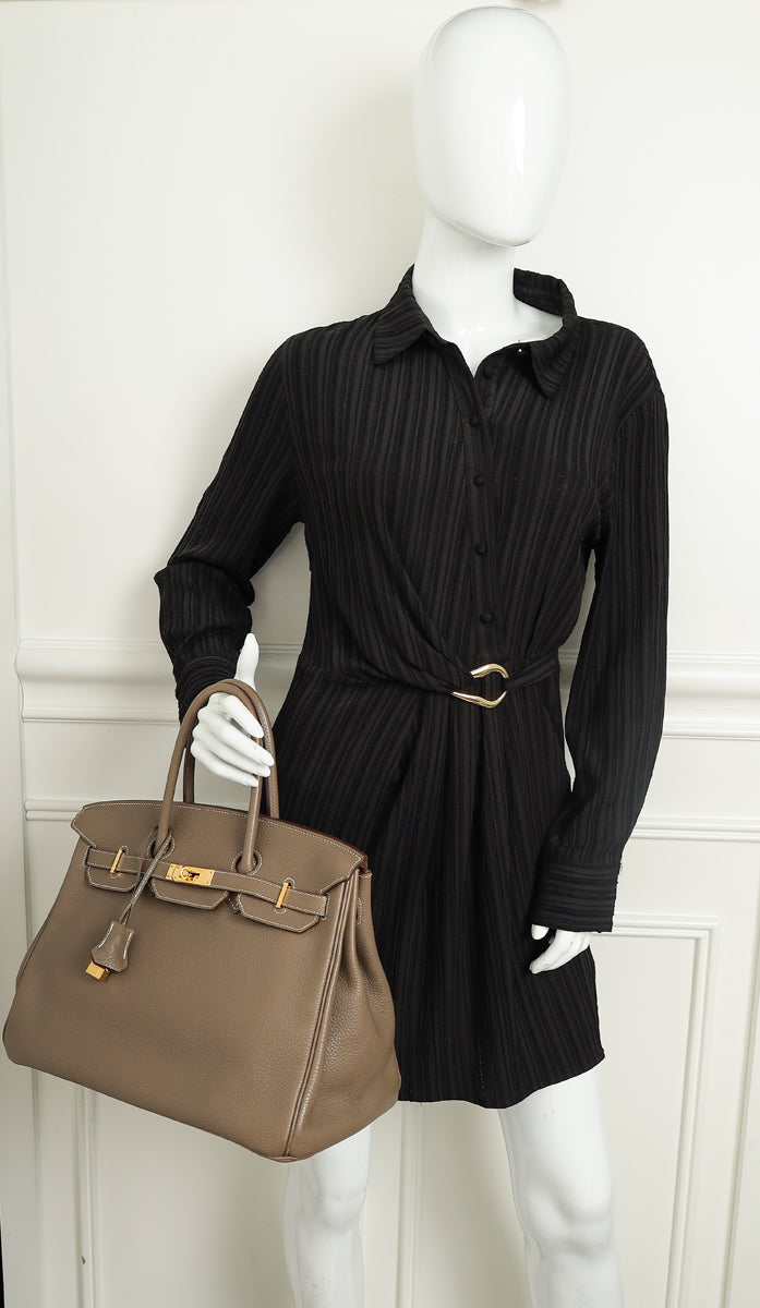 Hermes Etoupe Retourne Birkin 35 Bag