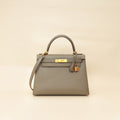 Hermes Gris Etain Sellier Kelly 28 Bag