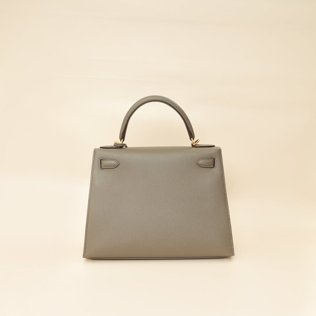 Hermes Gris Etain Sellier Kelly 28 Bag