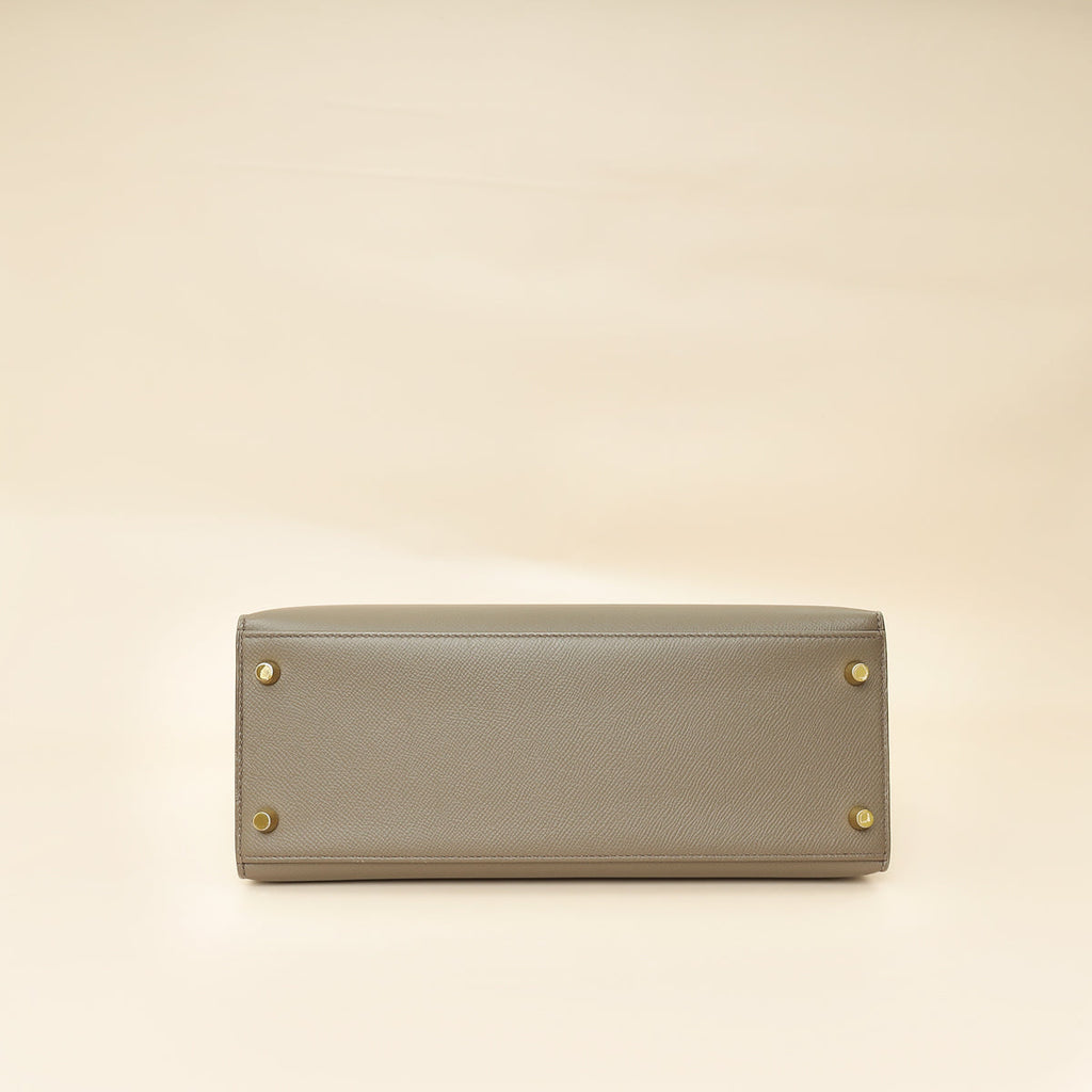 Hermes Gris Etain Sellier Kelly 28 Bag