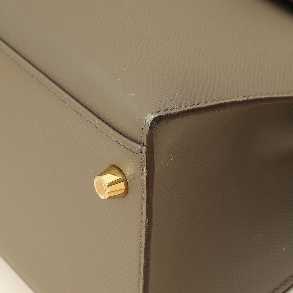 Hermes Gris Etain Sellier Kelly 28 Bag