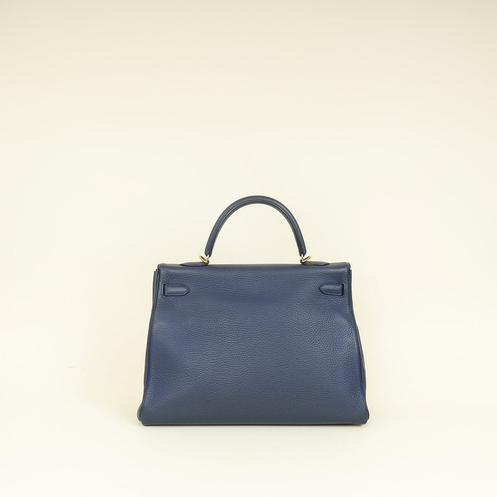 Hermes Bleu Indigo Retourne Kelly 35 Bag