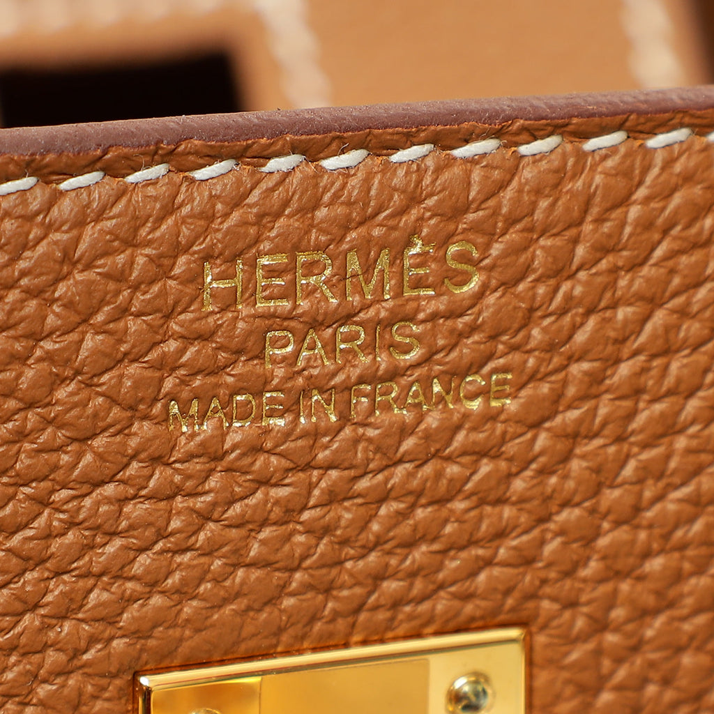 Hermes Gold Birkin 25 Retourne Bag