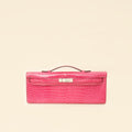 Hermes Fuchsia Shiny Porosus Crocodile Kelly Cut Bag