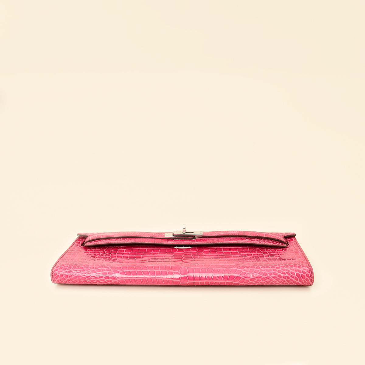 Hermes Fuchsia Shiny Porosus Crocodile Kelly Cut Bag