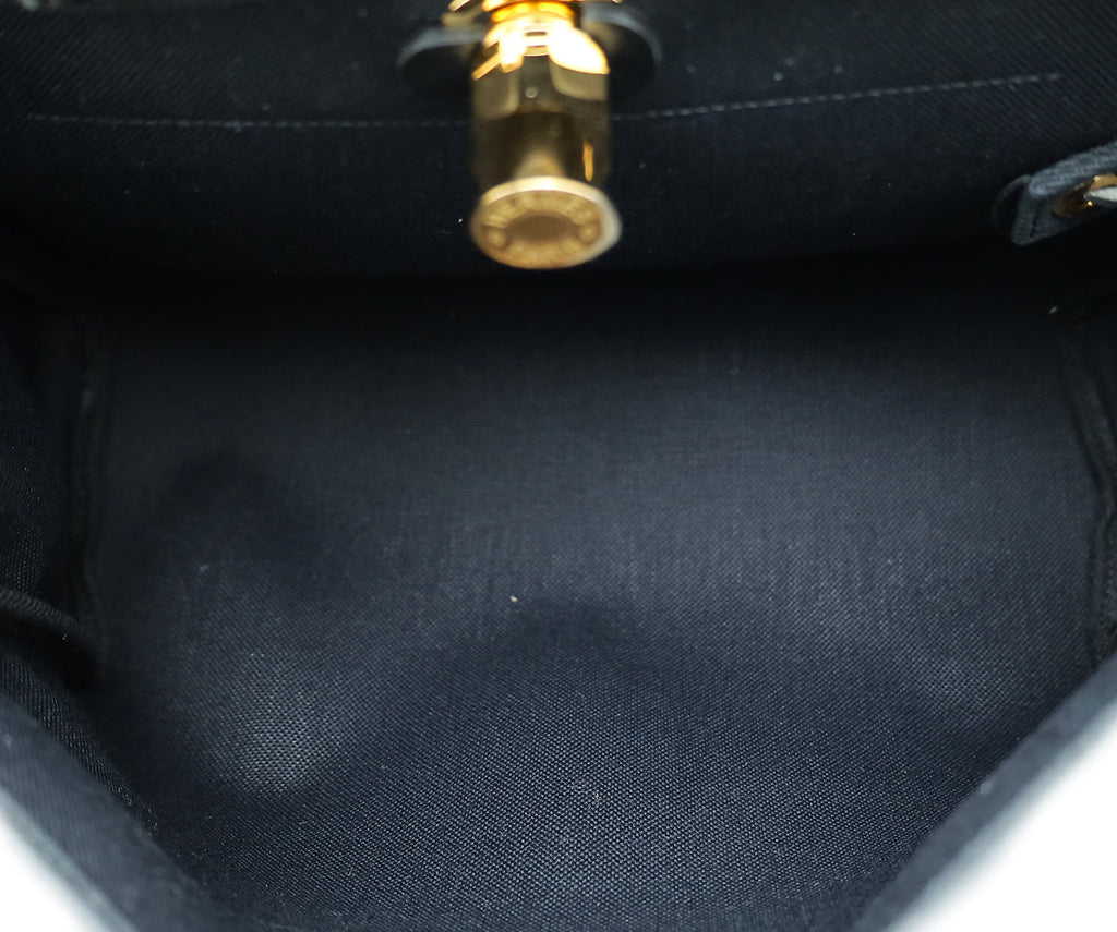 Hermes Noir Herbag PM Retourne Vache Hunter Toile Bag