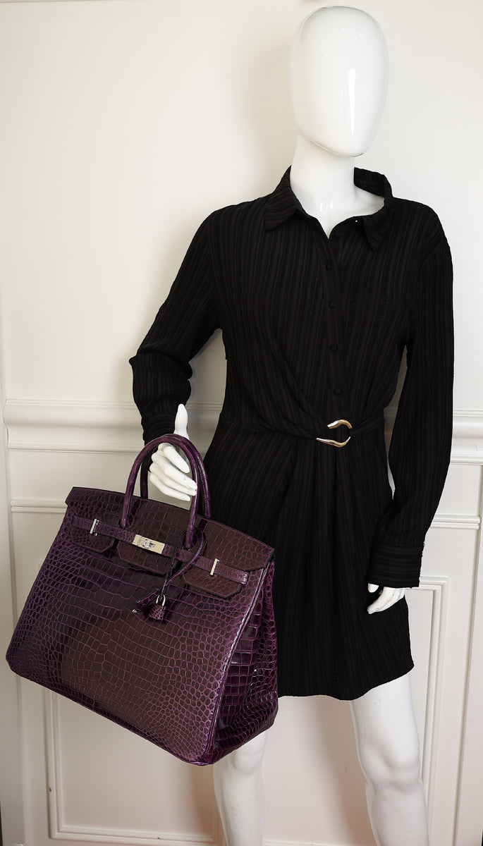 Hermes Shiny Porosus Crocodile Birkin 40