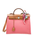 Hermes Bicolor Herbag PM Vache Hunter Toile Bag W/ Twilly