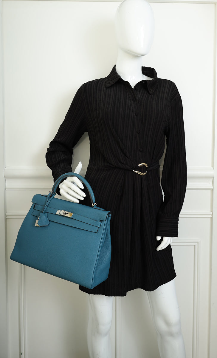 Hermes Cobalt Kelly 32 Retourne Bag
