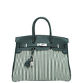 Hermes Ecru Vert Anglais Ltd. Ed. Toile Riga Birkin 35 Bag