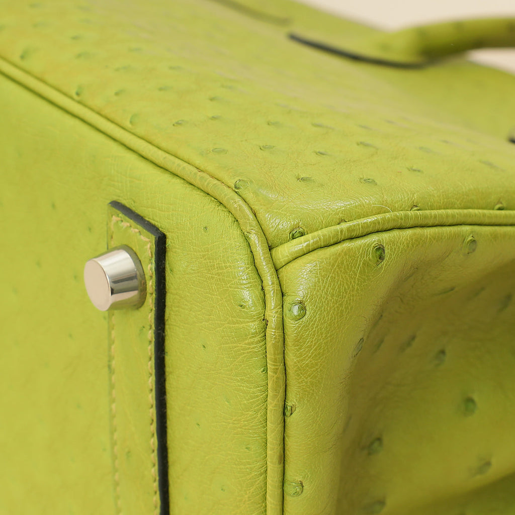 Hermes Vert Anis Ostrich Birkin 30 Bag