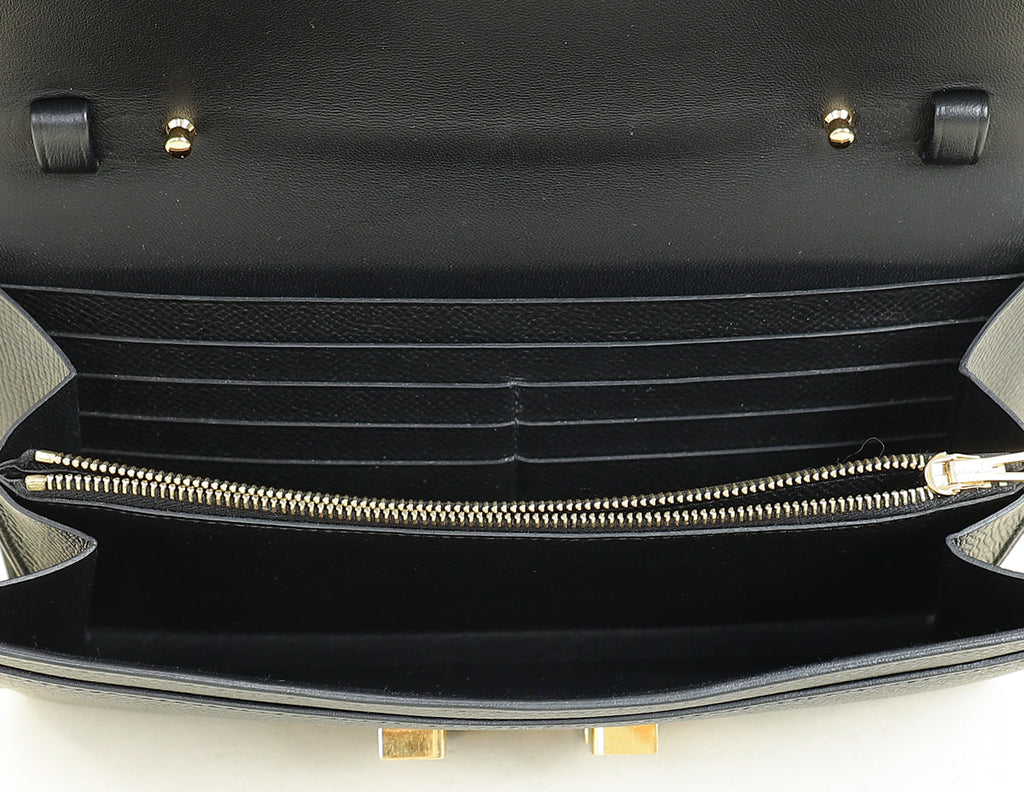 Hermes Noir Constance To Go Lizard Lock Wallet