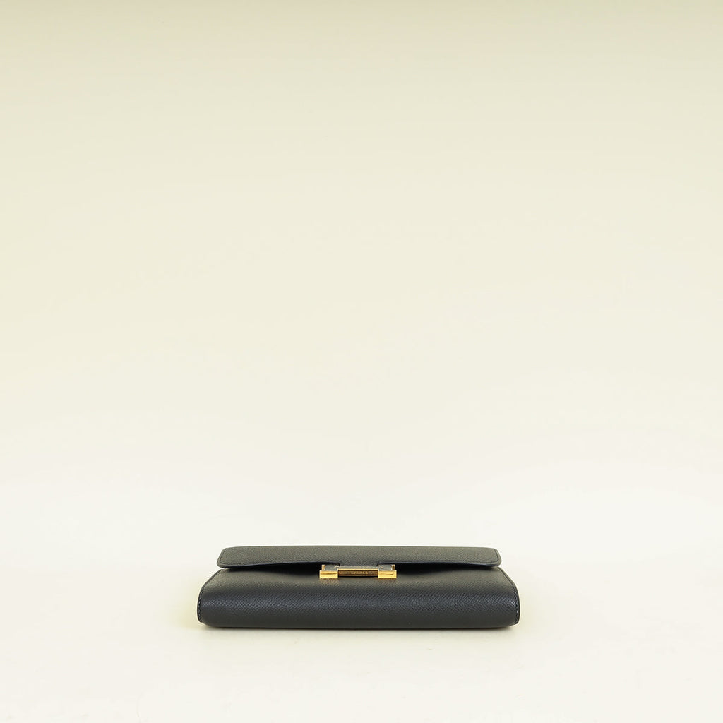 Hermes Noir Constance To Go Lizard Lock Wallet
