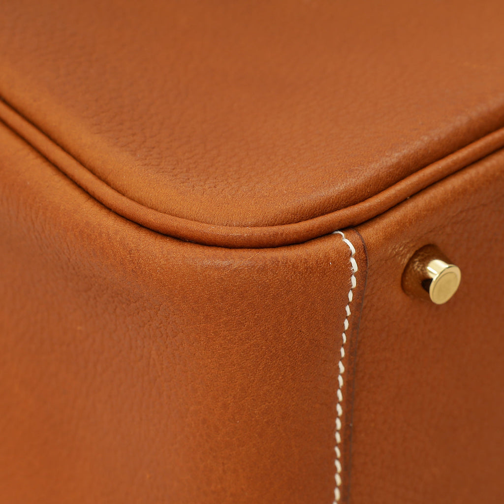 Hermes Gold Lindy II Mini Bag W/ Grain Toile Canvas Shoulder Strap