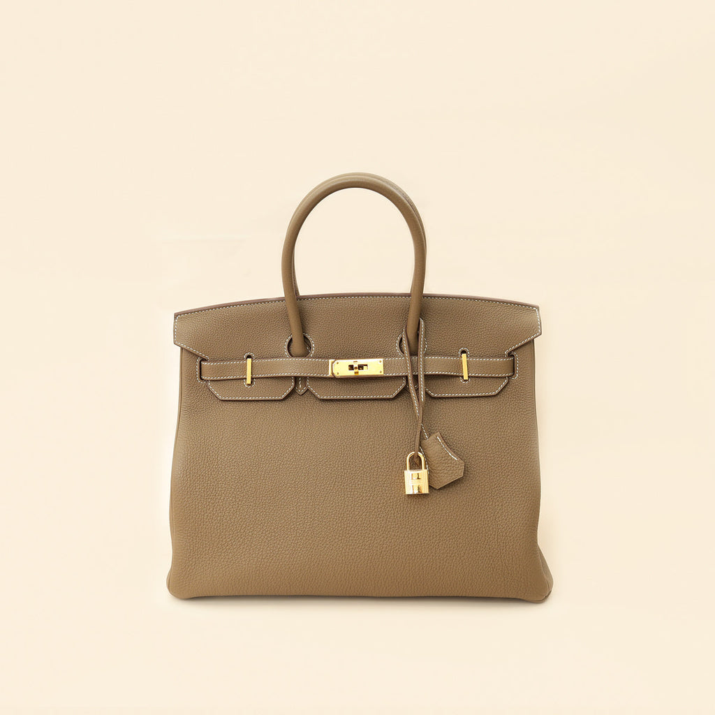 Hermes Etoupe Retourne Birkin 35 Bag