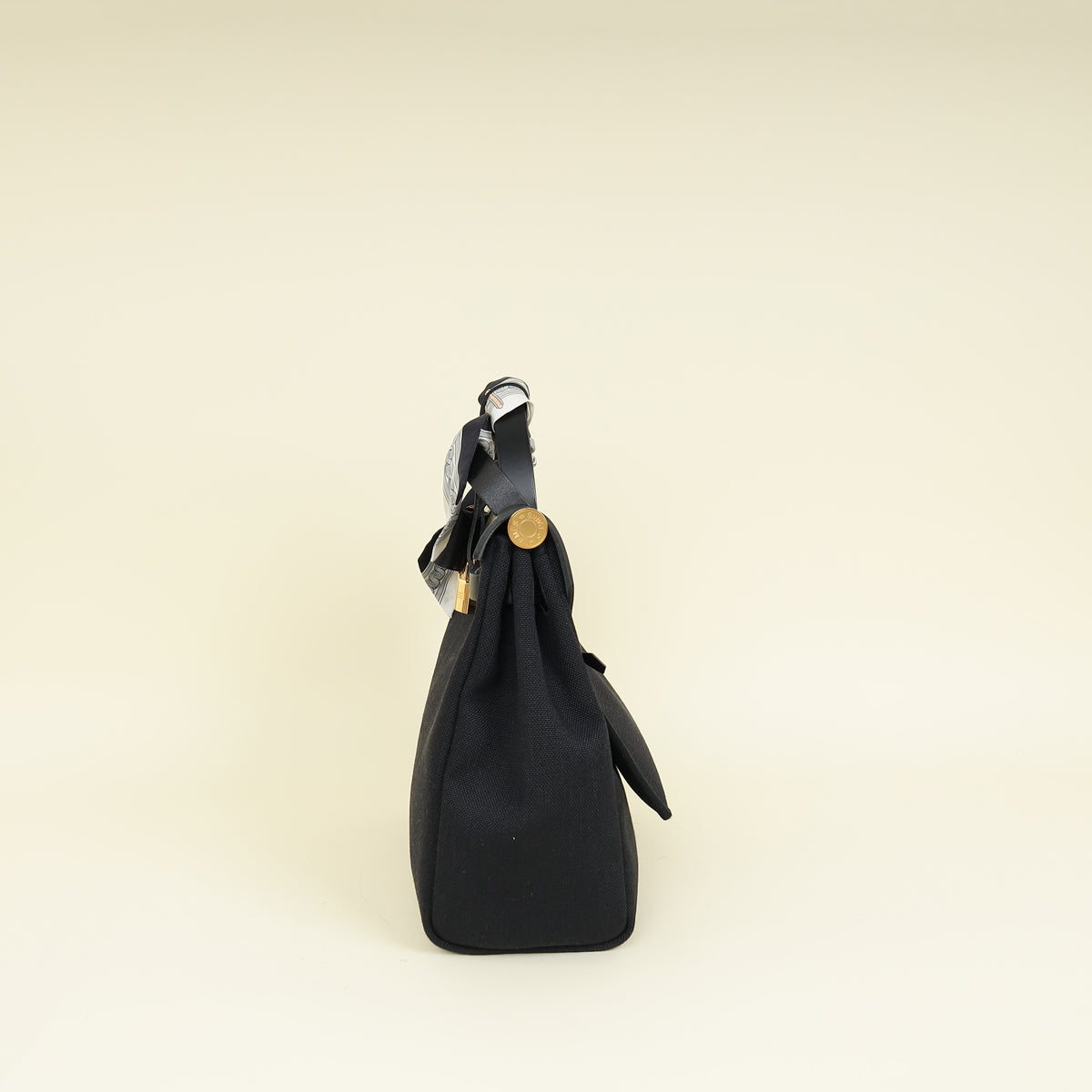 Hermes Noir Herbag Zip 31 PM Retourne Bag W/Twilly