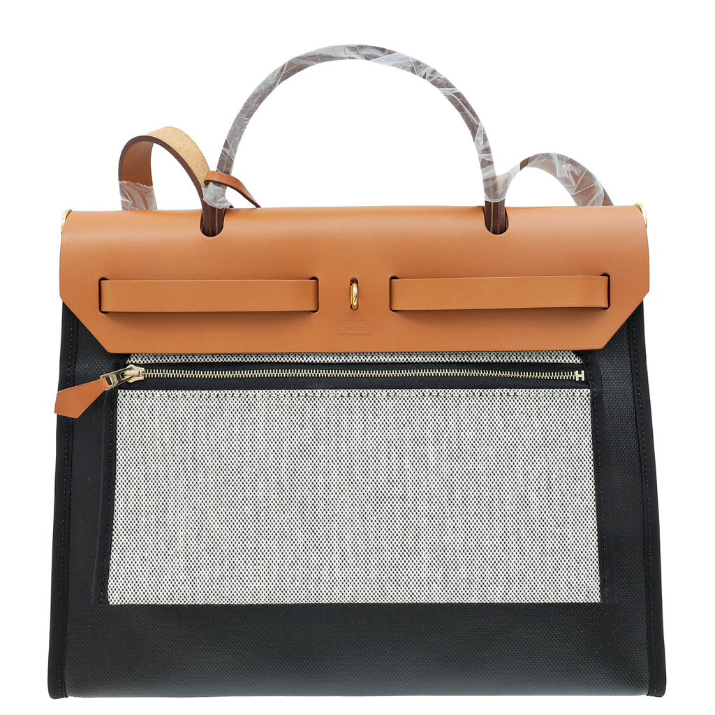 Hermes Bicolor Herbag Zip 31 PM Toile H Berline Vache Hunter Bag