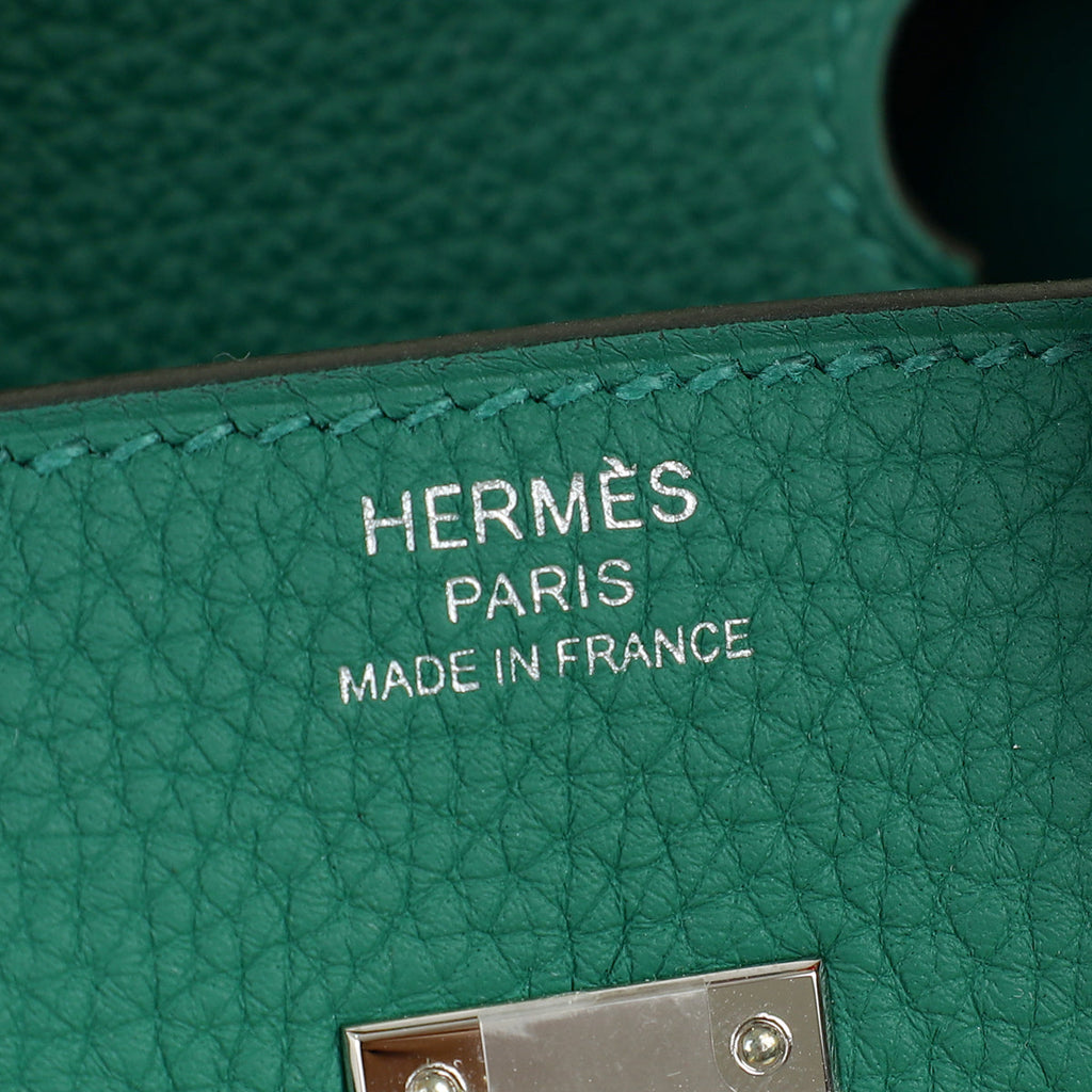 Hermes Vert Vertigo Birkin 25 Bag w Twilly