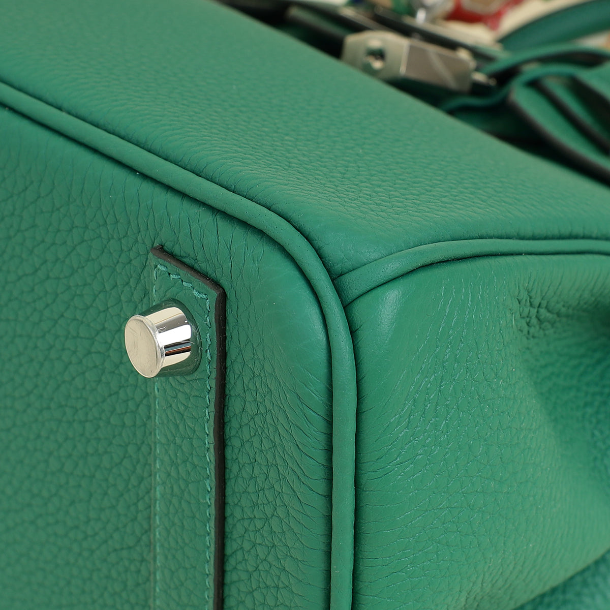 Hermes Vert Vertigo Birkin 25 Bag w Twilly