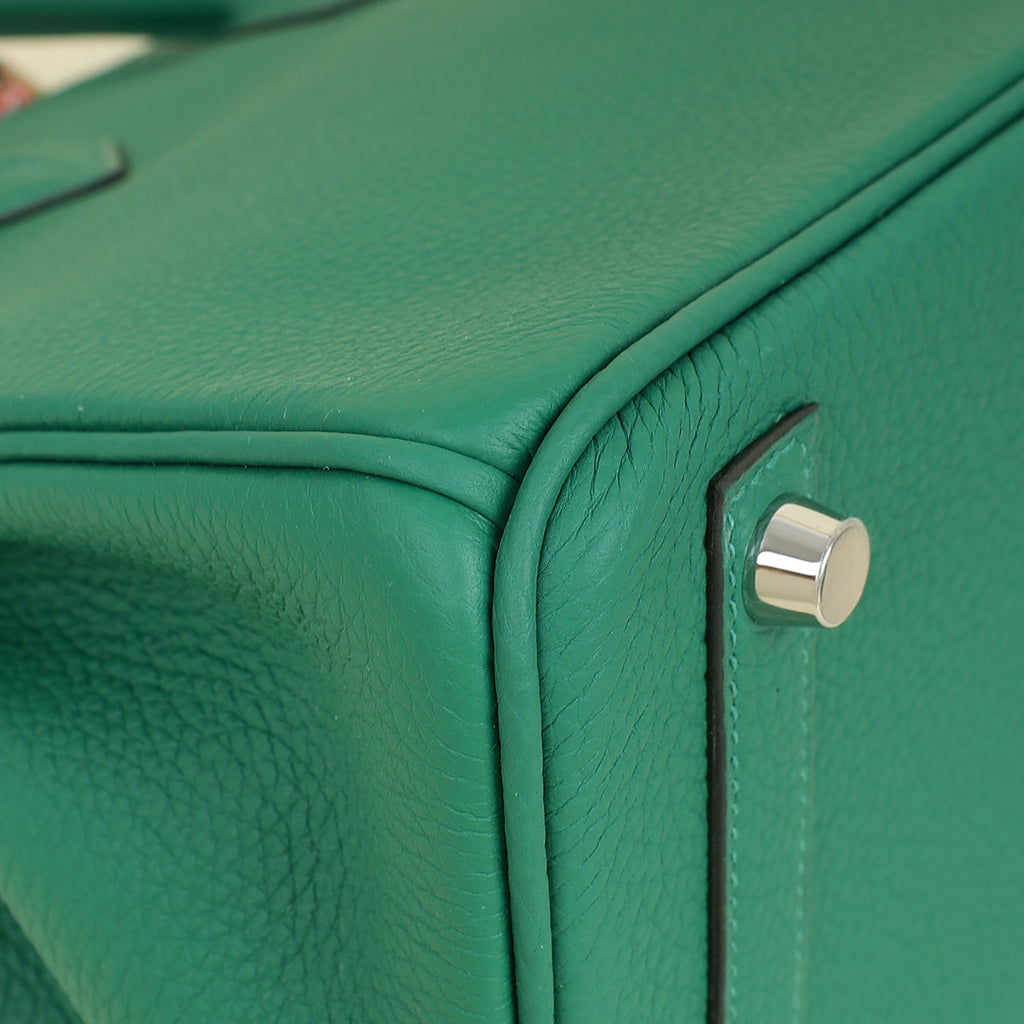 Hermes Vert Vertigo Birkin 25 Bag w Twilly