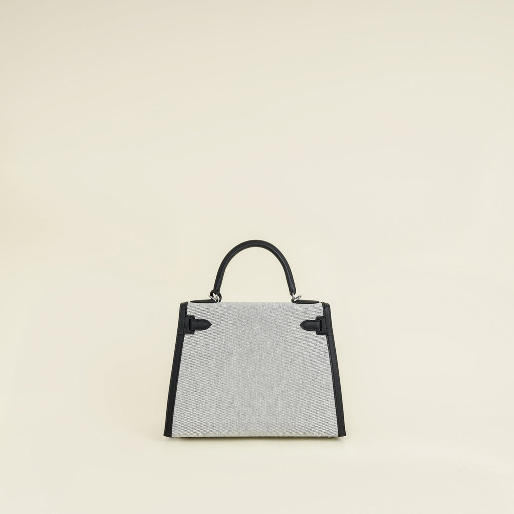 Hermes Bicolor Toile Quadrille Swift Kelly 28 Bag