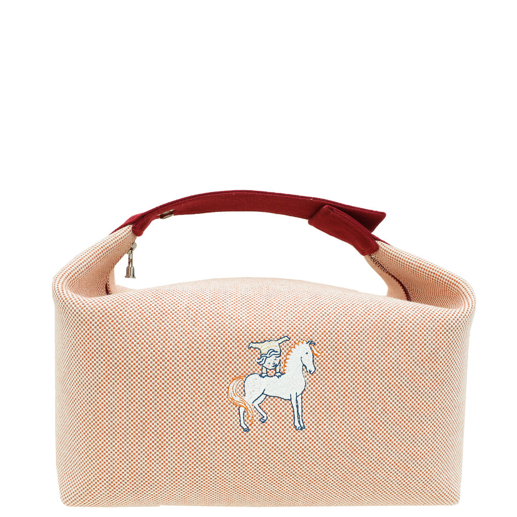 Hermes Terracotta Bride-A-Brac Cabriole Herringbone Large Case Pouch