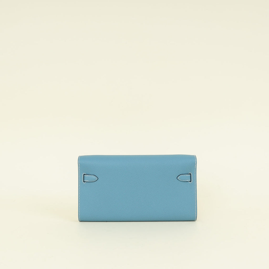 Hermes New Bleu Jean Kelly To Go Wallet