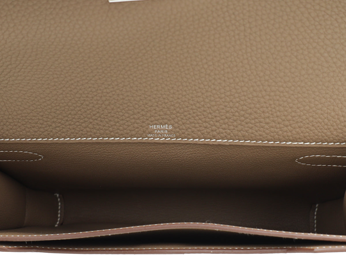 Hermes Etoupe Kelly Depeches 25 Pouch