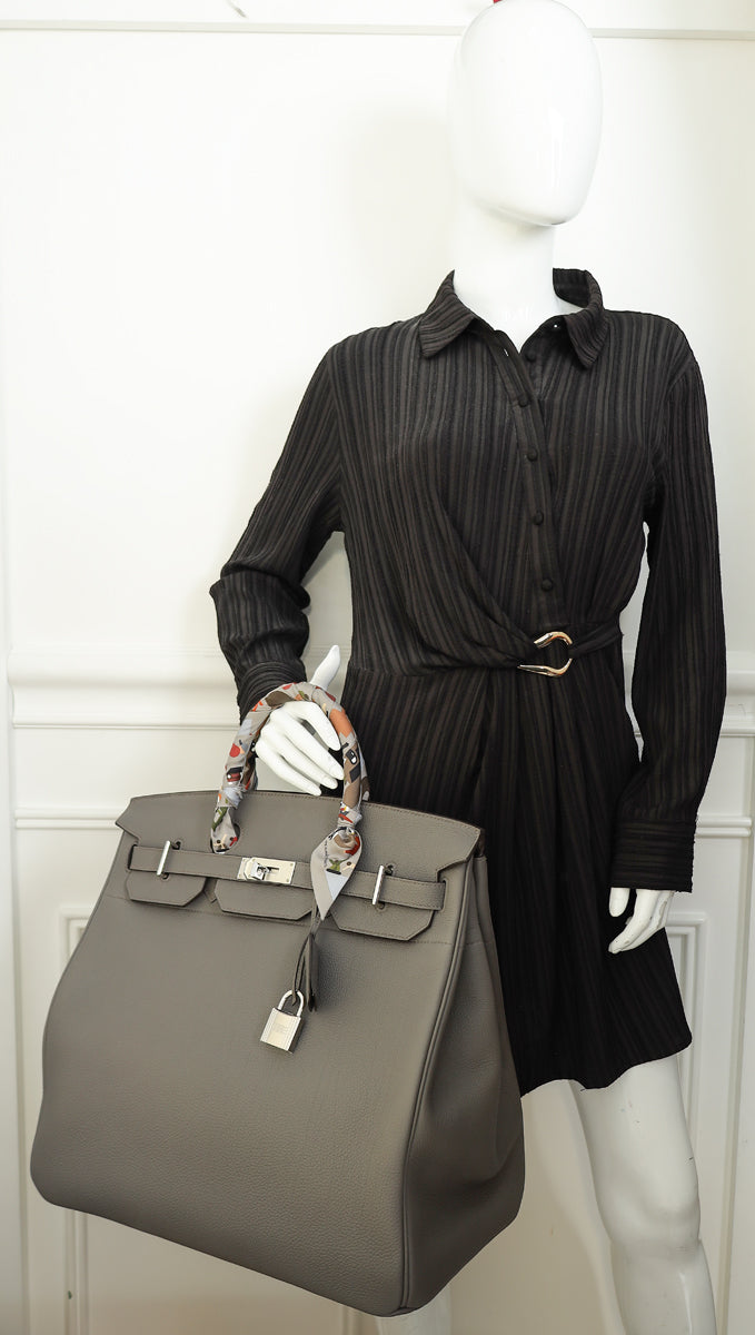 Hermes Gris Etain Haut à Courroies HAC Birkin 40 Bag