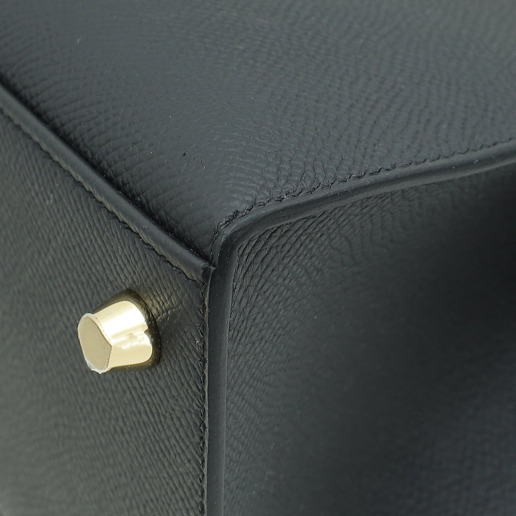 Hermes Noir Sellier Kelly 25 Bag
