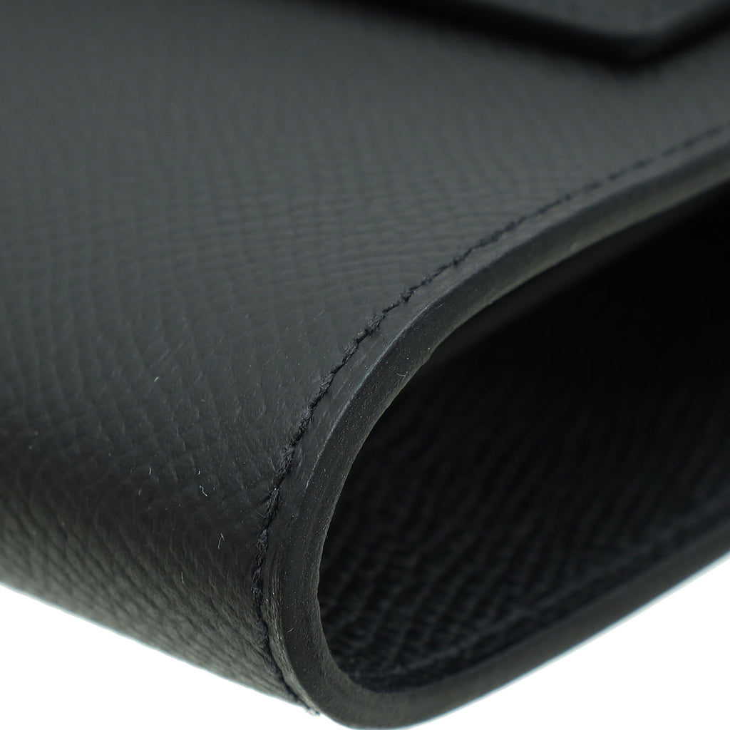 Hermes Noir Classique Kelly To Go Wallet W/ Maxi Quadrille Strap