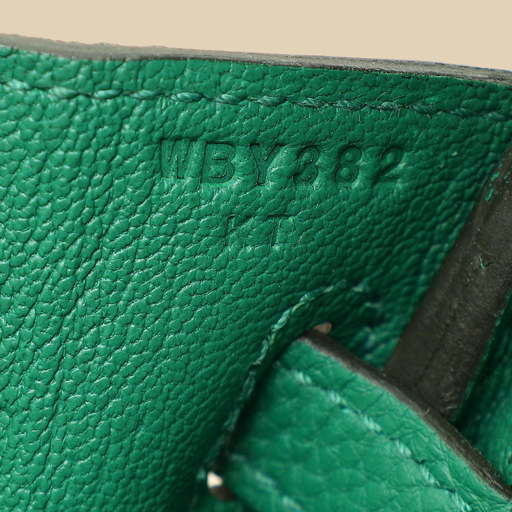 Hermes Vert Vertigo Birkin 25 Retourne Bag